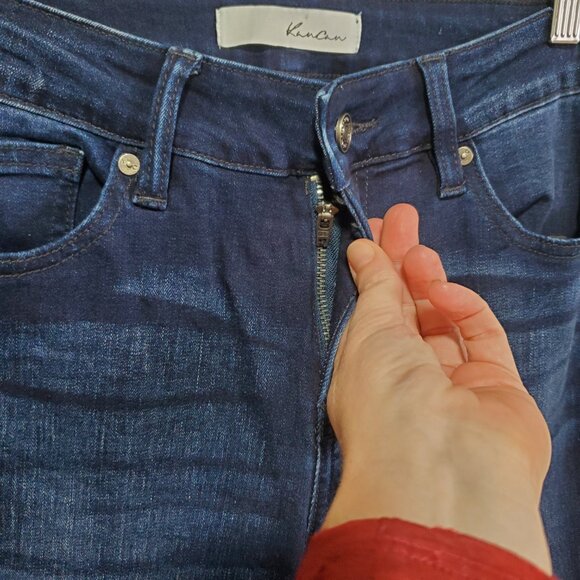 KANCAN Trisha Mid-Rise Classic Flare Jeans Super Stretch Dk Blue Women's 27 x 28 - Picture 4 of 15